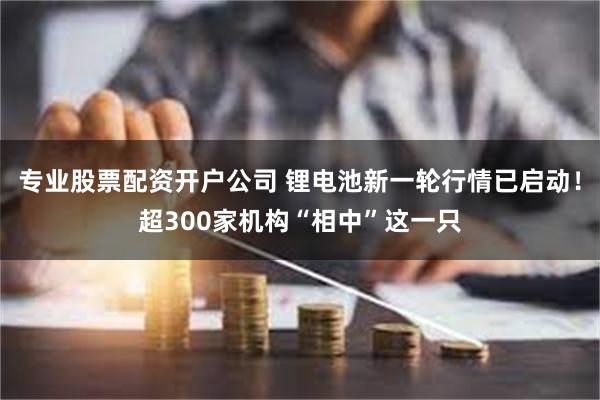 专业股票配资开户公司 锂电池新一轮行情已启动！超300家机构“相中”这一只