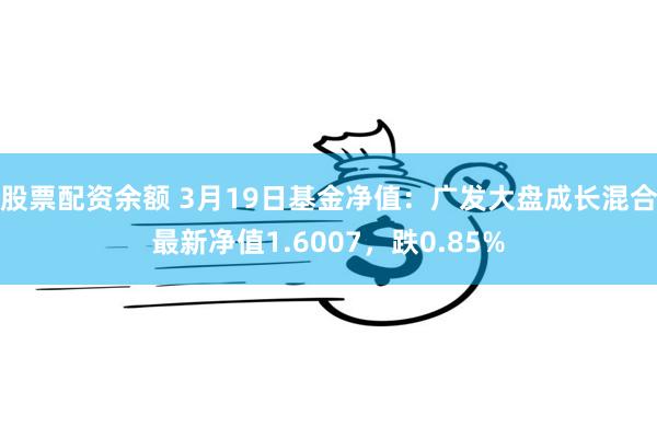 股票配资余额 3月19日基金净值：广发大盘成长混合最新净值1.6007，跌0.85%